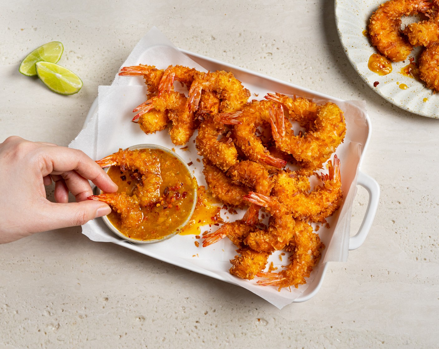 step 9 Serve the coconut shrimp with spicy mango sauce.