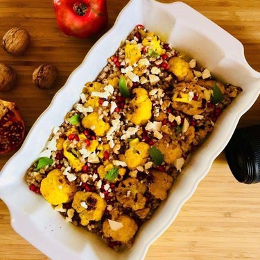 Turmeric Cauliflower Barley and Pomegranate Salad Recipe | SideChef