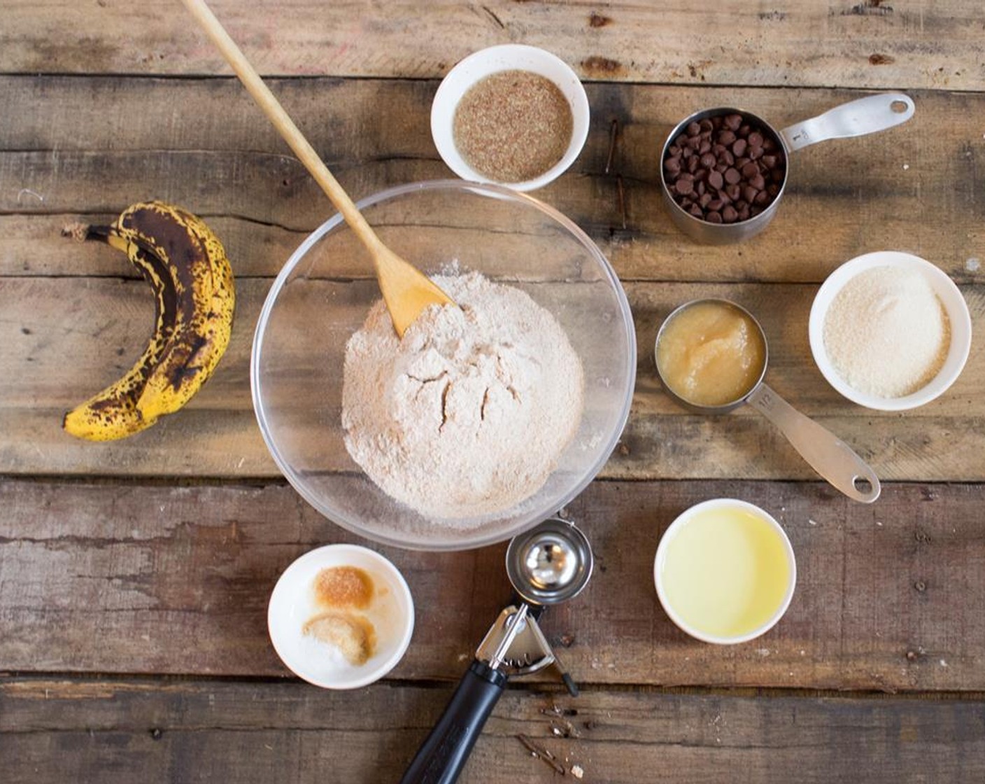 step 2 To make the flax egg, combine Flaxseed Meal (2 Tbsp) and Hot Water (1/3 cup) in a small bowl. Let sit for approximately 5 minutes until gel-like.