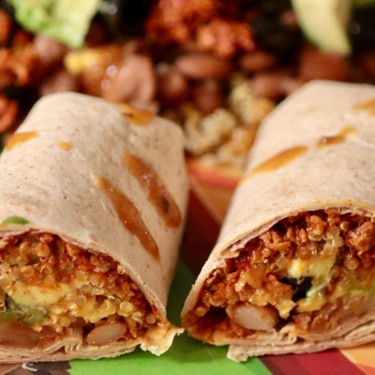 Vegan Quinoa Chorizo Loaded Breakfast Burrito Recipe | SideChef