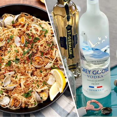 Clam Aglio e Olio with Garlic Bread Crumbs and Le Grand Fizz Cocktail Recipe | SideChef