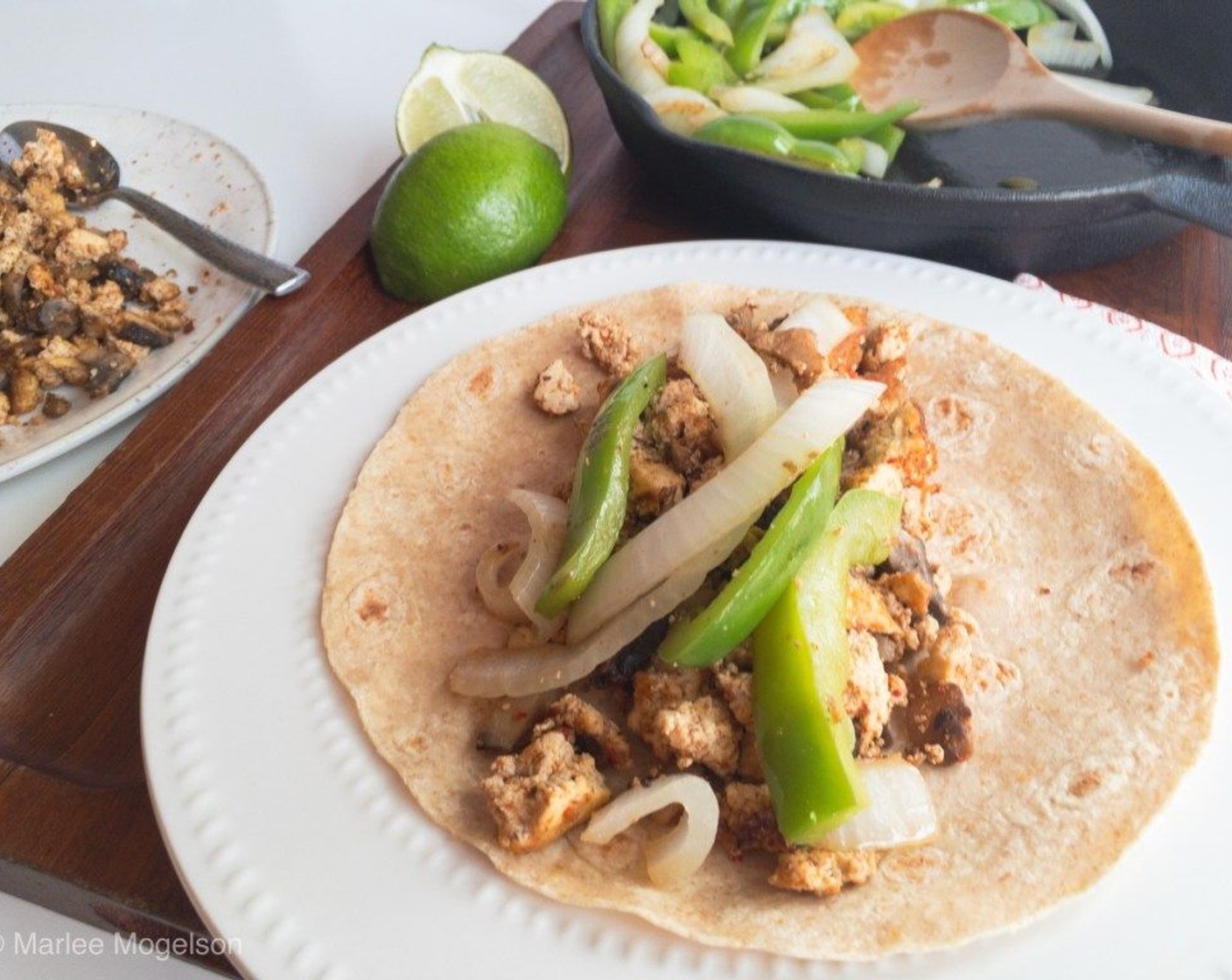 step 6 To warm Whole Wheat Tortillas (5) heat individually for 10-20 seconds in the microwave if desired. Add 1/5 of tofu mix to each tortilla and as many veggies as you like. Wrap and enjoy!