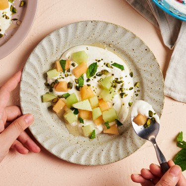 Melon with Honey Yogurt and Pistachios Recipe | SideChef