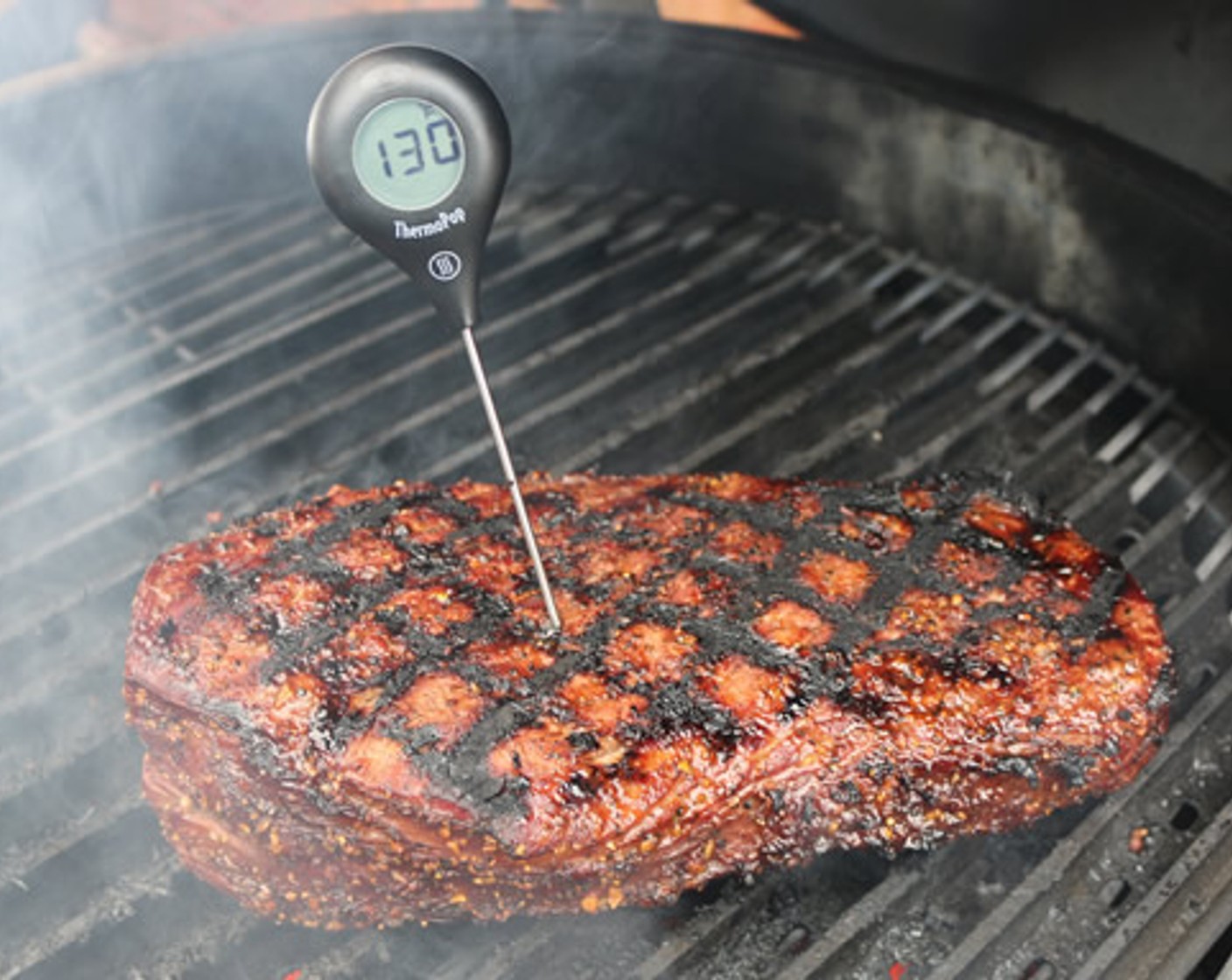 step 10 After another 3 minutes rotate the London Broil 45 degrees and check the internal temperature.