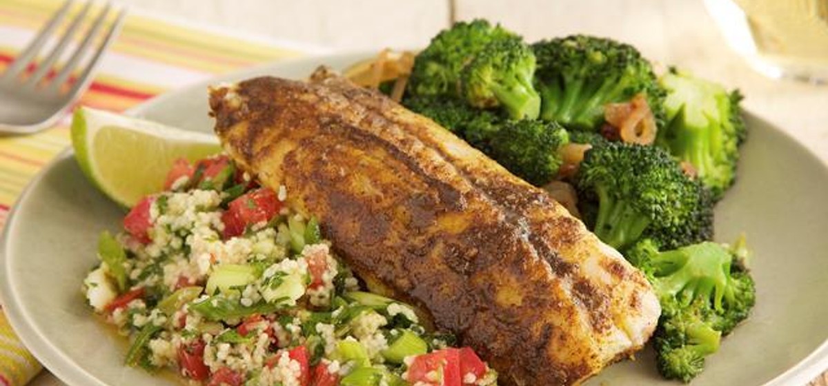 North African Spiced Cod with Herbed Couscous Recipe | SideChef