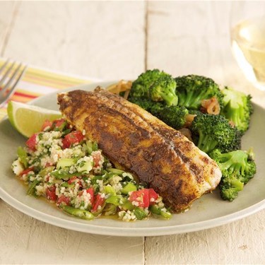 North African Spiced Cod with Herbed Couscous Recipe | SideChef