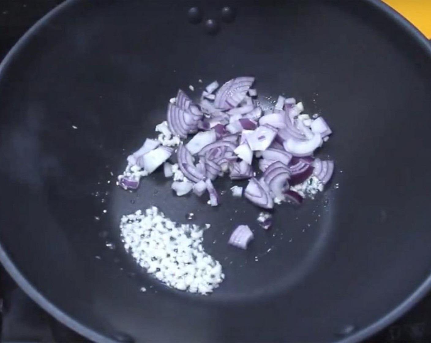 step 8 Add the chopped onion. Only cook a little bit.