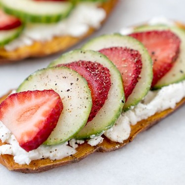 Strawberry Cucumber and Goat Cheese Layered Toastie Recipe | SideChef