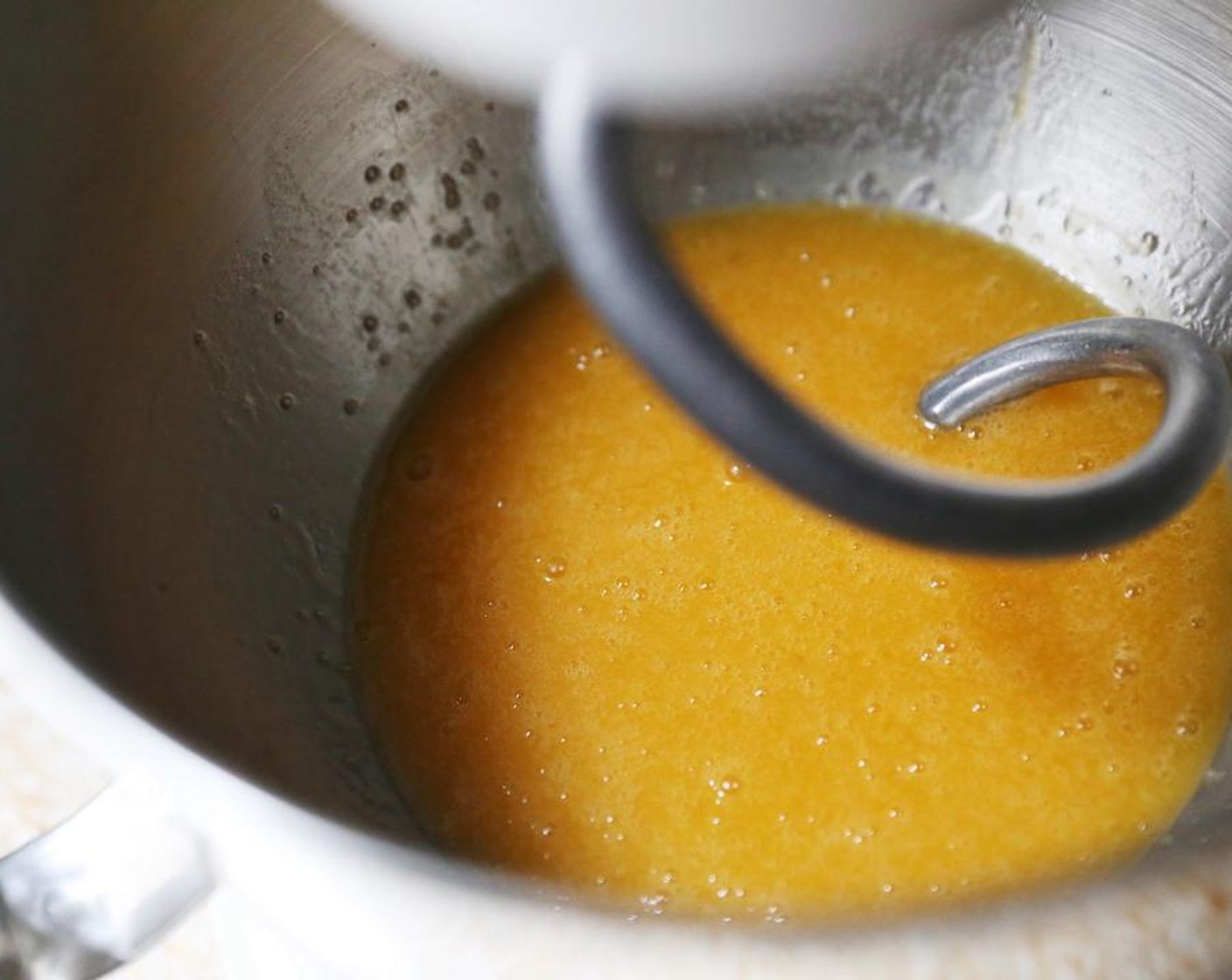 step 3 In the meantime, combine the remaining Granulated Sugar (1/3 cup), Unsalted Butter (1/2 cup), and Eggs (2) and Salt (3/4 tsp) in the bowl of a stand mixer with the dough hook attached.