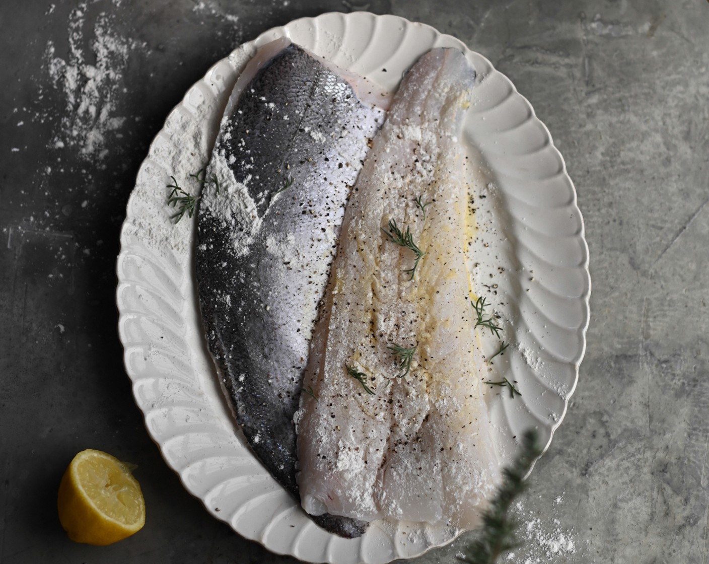 step 1 Season the Hake Fillets (2) with Sea Salt (to taste) and Ground Black Pepper (to taste) and dust with a little All-Purpose Flour (as needed).