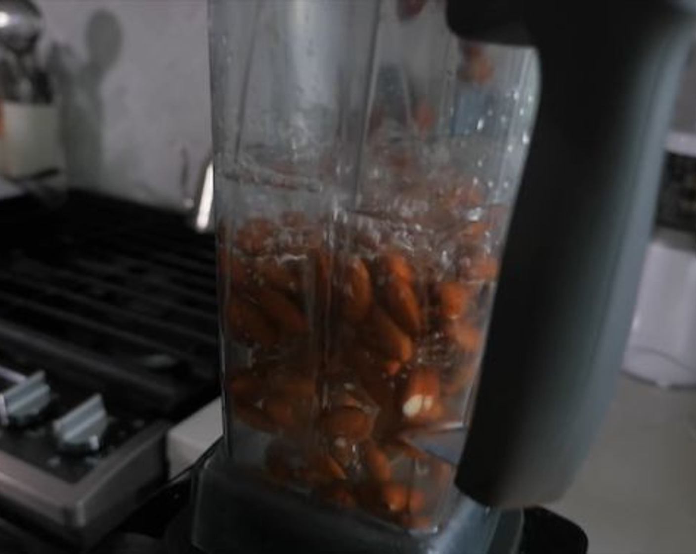step 1 Add Raw Almonds (1 cup), Water (5 cups) and Salt (1 pinch) to a high-speed blender. If you just want Unsweetened Almond Milk, blend on high for 30 seconds until creamy, then skip to final step.