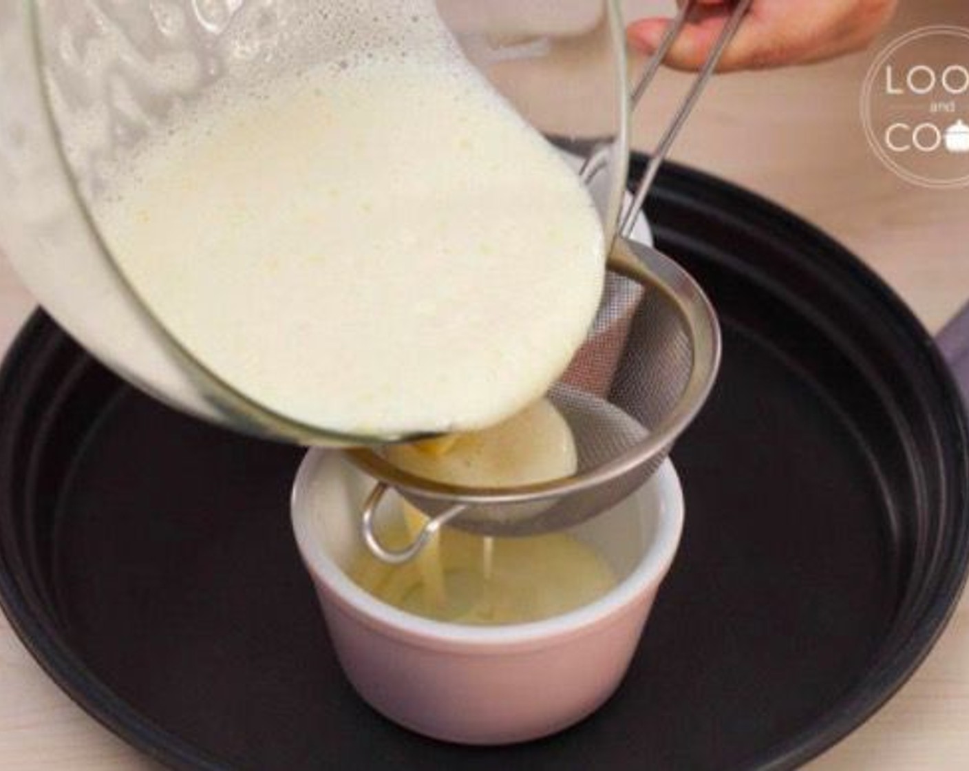 step 6 Strain the liquid to a small size bakeware like a ramekin.