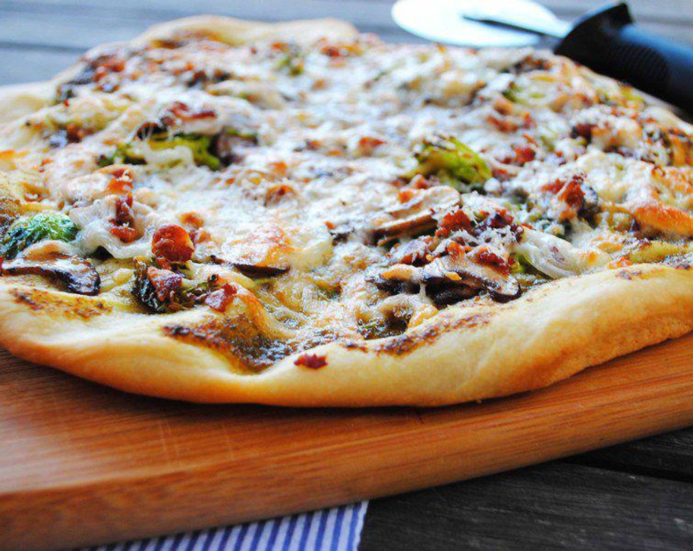 Green Pizza with Brussels Sprouts and Pesto