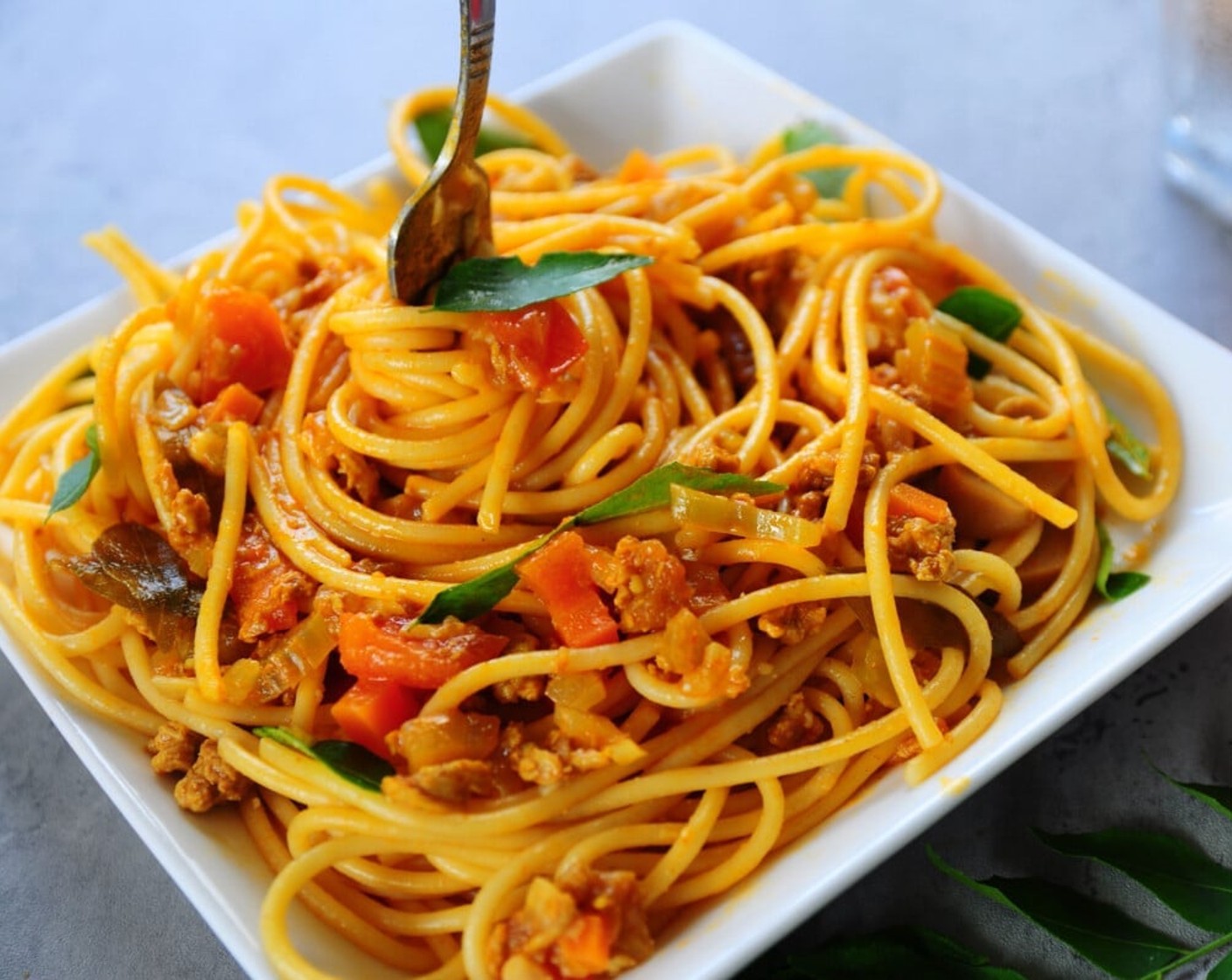 Spaghetti with Curry Meat Sauce