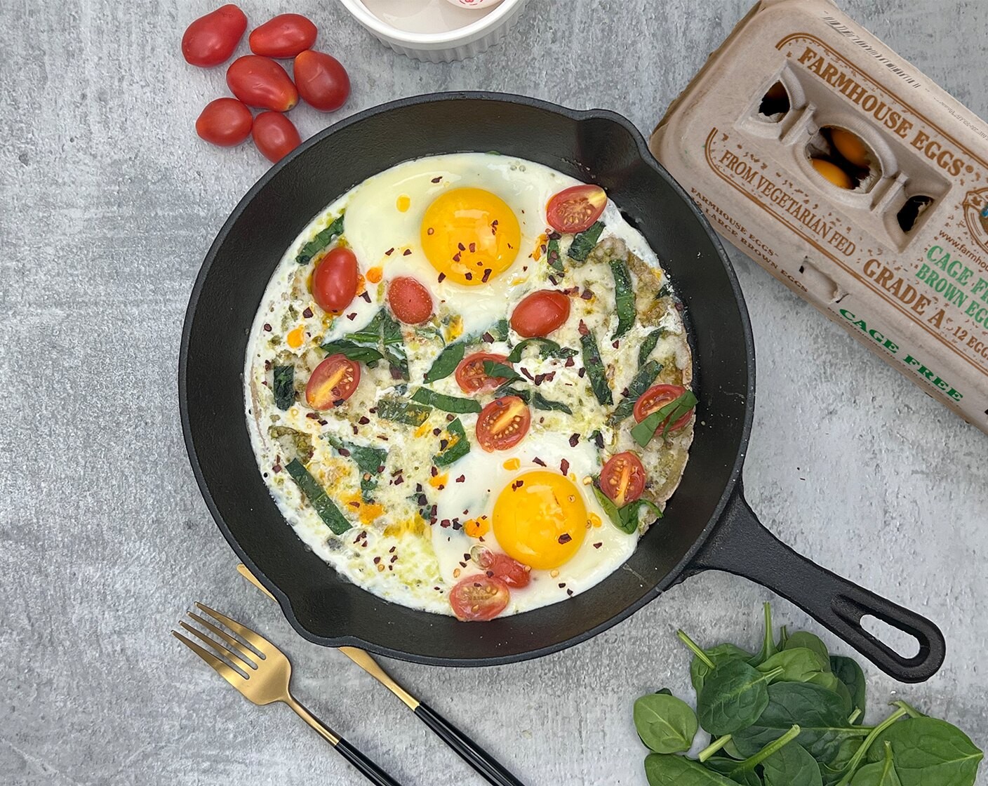 step 3 Cook for 2-3 minutes or until eggs are done. Sprinkle some Salt (to taste), Crushed Red Pepper Flakes (to taste), and Spicy Chili Crisp (1 tsp), and your breakfast pizza is ready!