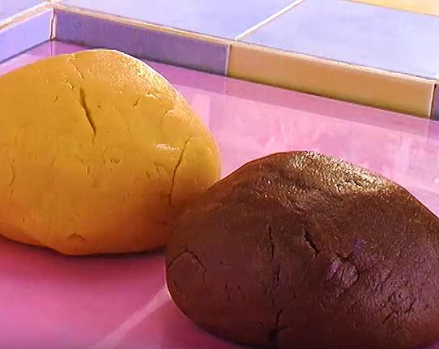 step 2 Mix the All-Purpose Flour All-Purpose Flour (1 1/2 cups), Granulated Sugar (1/2 cup), Vanilla Extract (to taste) and Eggland's Best Classic Egg (1), into a dough. Divide the dough into two, and add Unsweetened Cocoa Powder (2 Tbsp) to one of the halves.