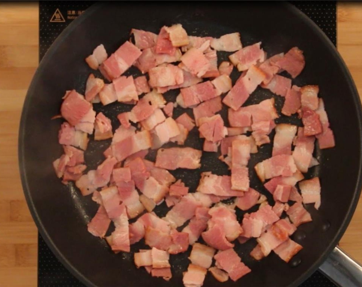 step 1 Preheat oven to 350 degrees F (180 degrees C). In a saute pan over medium high heat, brown the Bacon (6 slices) pieces until crisp, 8 to 10 minutes.