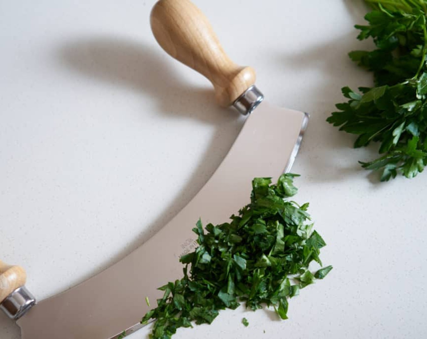 step 1 Place Fresh Parsley (1/4 cup), Fresh Oregano (2 Tbsp), Garlic (4 cloves), Crushed Red Pepper Flakes (1/2 Tbsp), Red Wine Vinegar (3 Tbsp), Kosher Salt (to taste), and Ground Black Pepper (to taste) in a bowl and stir together.