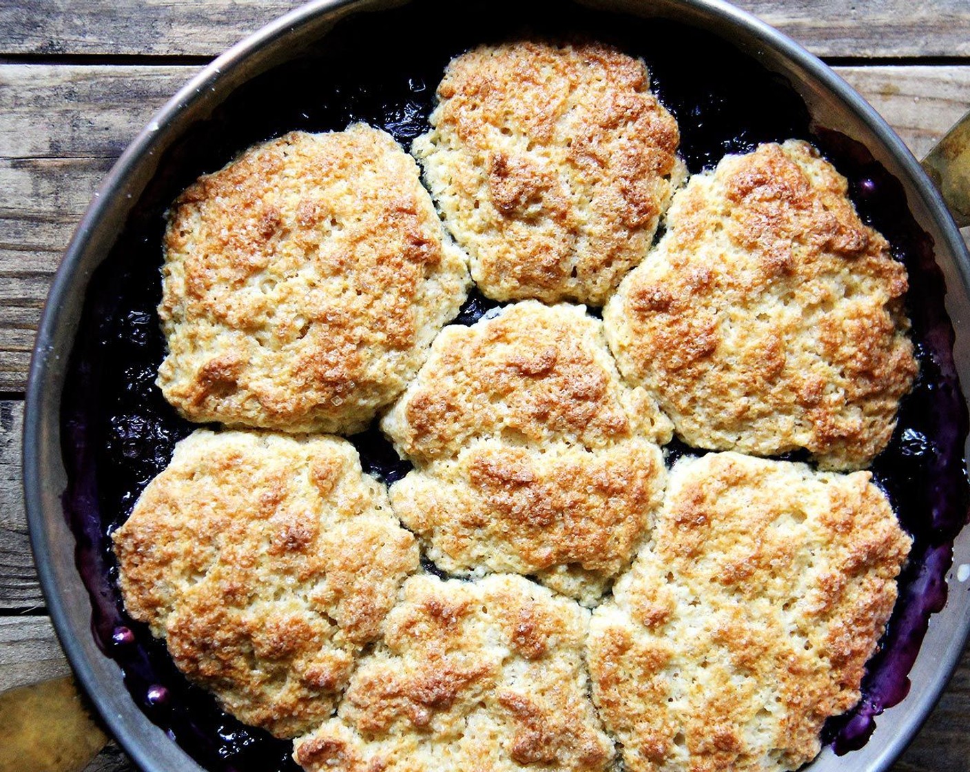 step 7 Bake until the filling is bubbling and the biscuits are golden brown on top and cooked through 15 to 18 minutes.