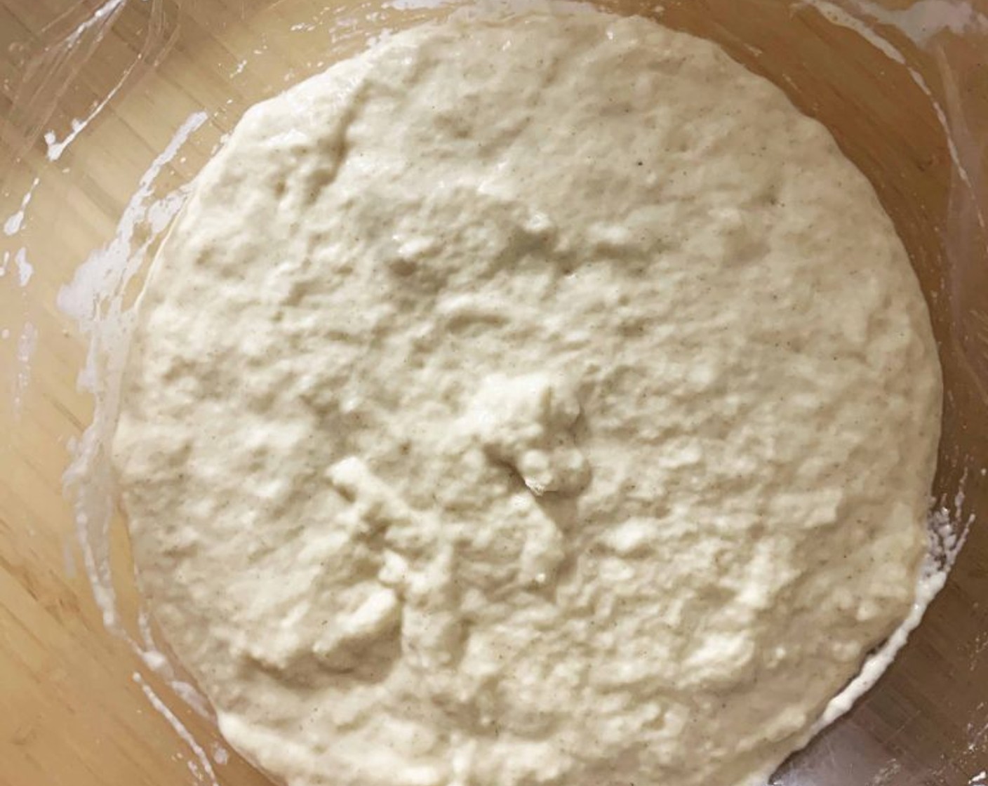 step 1 For making the poolish, in a large bowl with a fork mix the Type 0 Flour (2 cups), Water (9 oz), and Fresh Yeast (1/4 tsp). You should get a very soft and sticky dough.