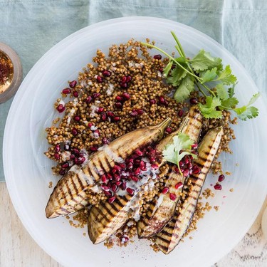 Scott Bridger's Roasted Eggplant & Spiced Buckwheat, Tahini and Sumac Recipe | SideChef