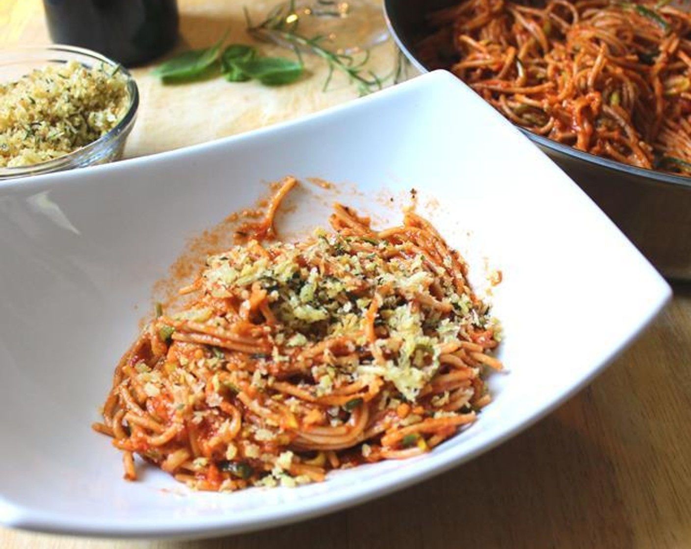 Spaghetti Marinara with Garlic Breadcrumbs