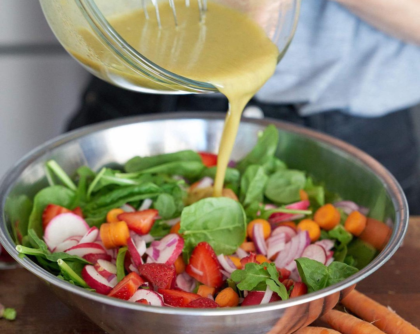 step 2 Give a taste test and adjust accordingly. This recipe makes a creamy dressing, if you want a thinner consistency, just add more water. Enjoy!