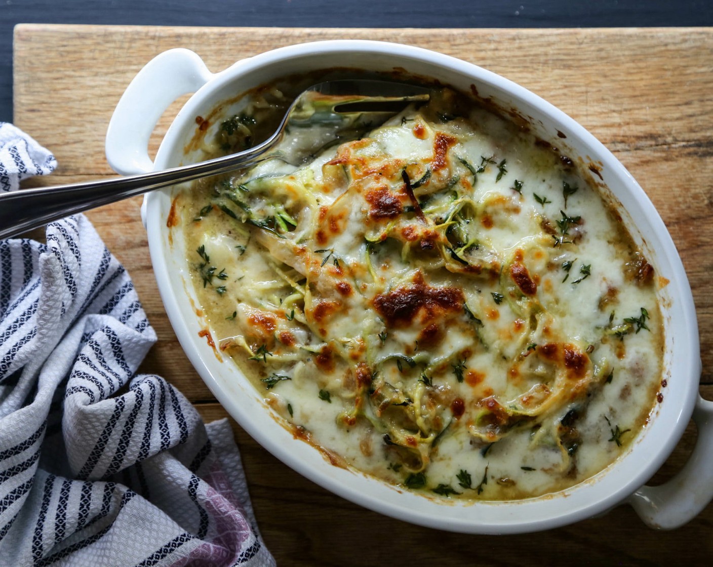 French Onion Zoodle Bake