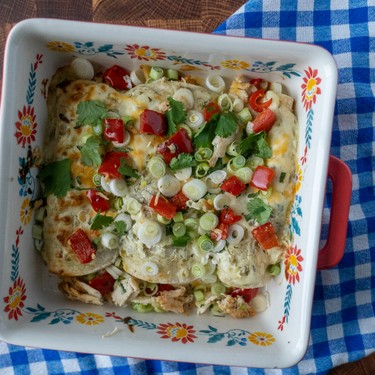 Verde Sour Cream Chicken Enchiladas Recipe | SideChef