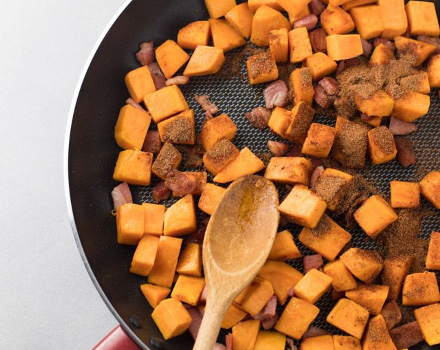 step 4 Once the coconut oil melts, add the Sweet Potatoes (3 cups). Cook until potatoes start to brown, stirring occasionally, 5-10 minutes.