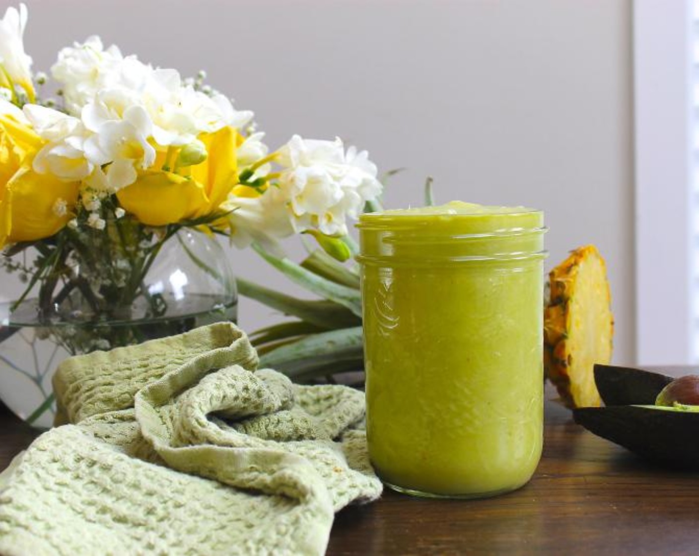 step 1 Cut the Pineapple (1) into chunks. Remove the skin and pit from the Avocado (1). Add pineapples, avocado, Orange (1 cup), Rice Milk (1/2 cup), and Ice (1 cup) to a high speed blender. Blend until creamy and serve in chilled glasses.