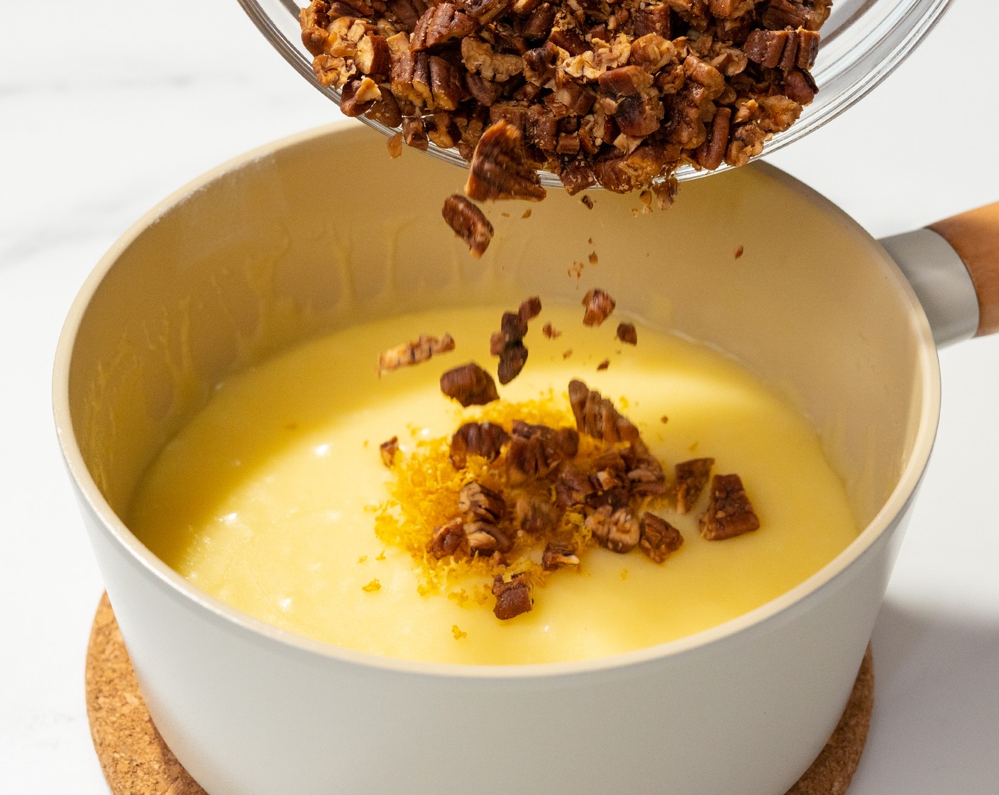 step 10 Add Almond Extract (1/2 tsp), Lemon Zest (1), and Pecans (1 cup). Stir to combine.