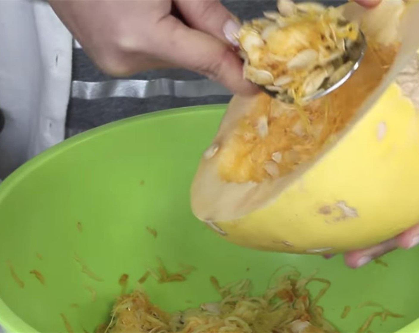 step 2 Cut Spaghetti Squash (6 lb) in half, and deseed the squash.