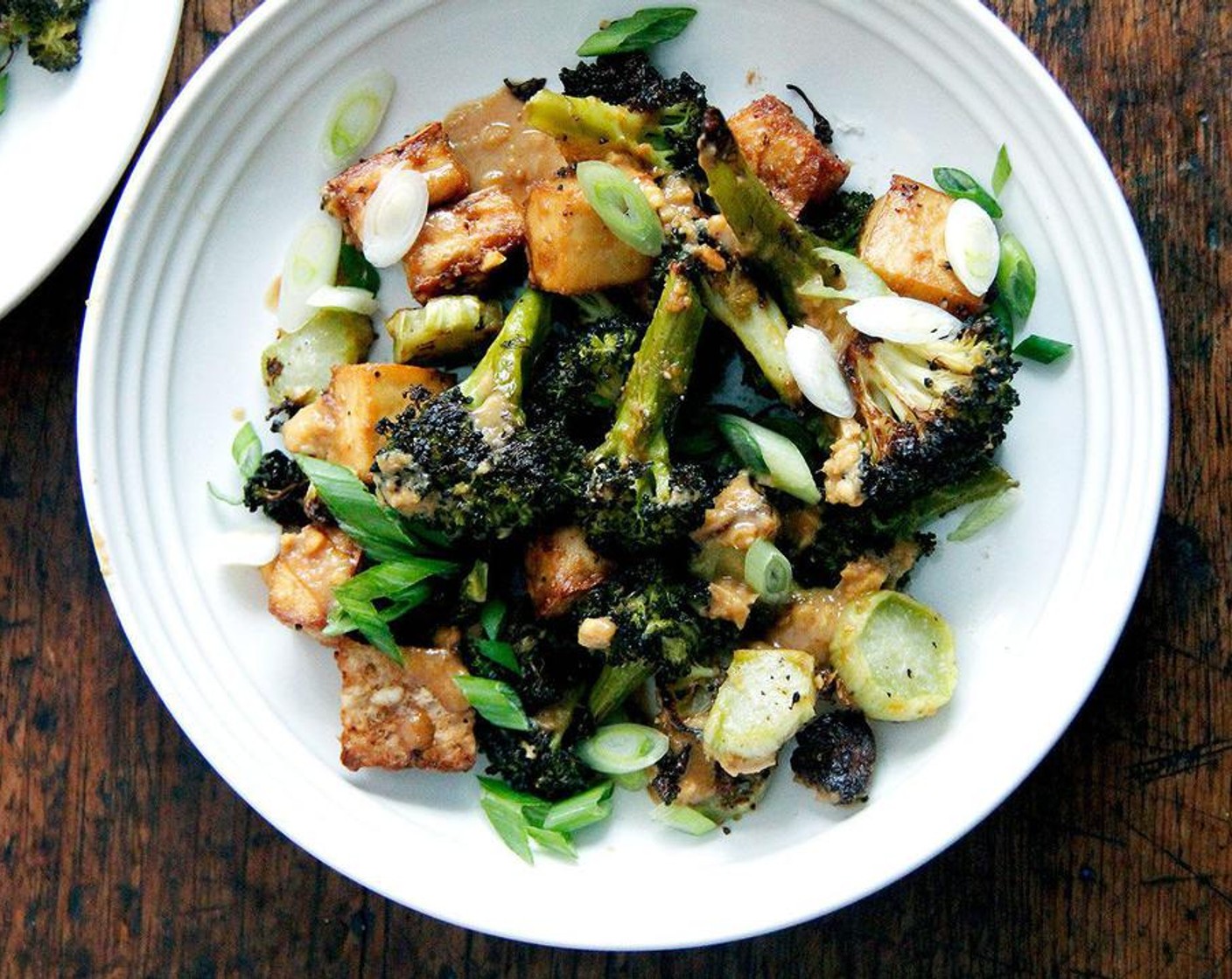 Crispy Tofu and Broccoli with Sesame-Peanut Pesto