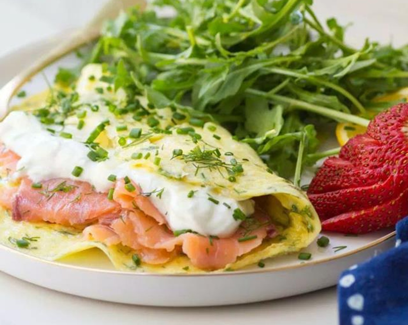 Lox, Dill and Goat Cheese Yogurt Omelette
