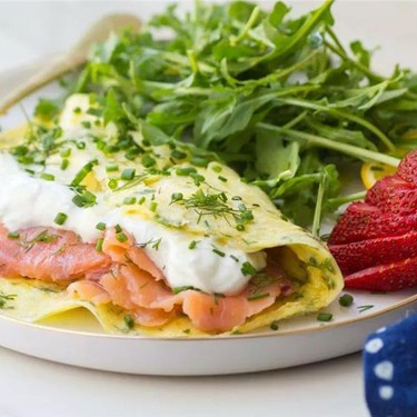 Lox, Dill and Goat Cheese Yogurt Omelette Recipe | SideChef