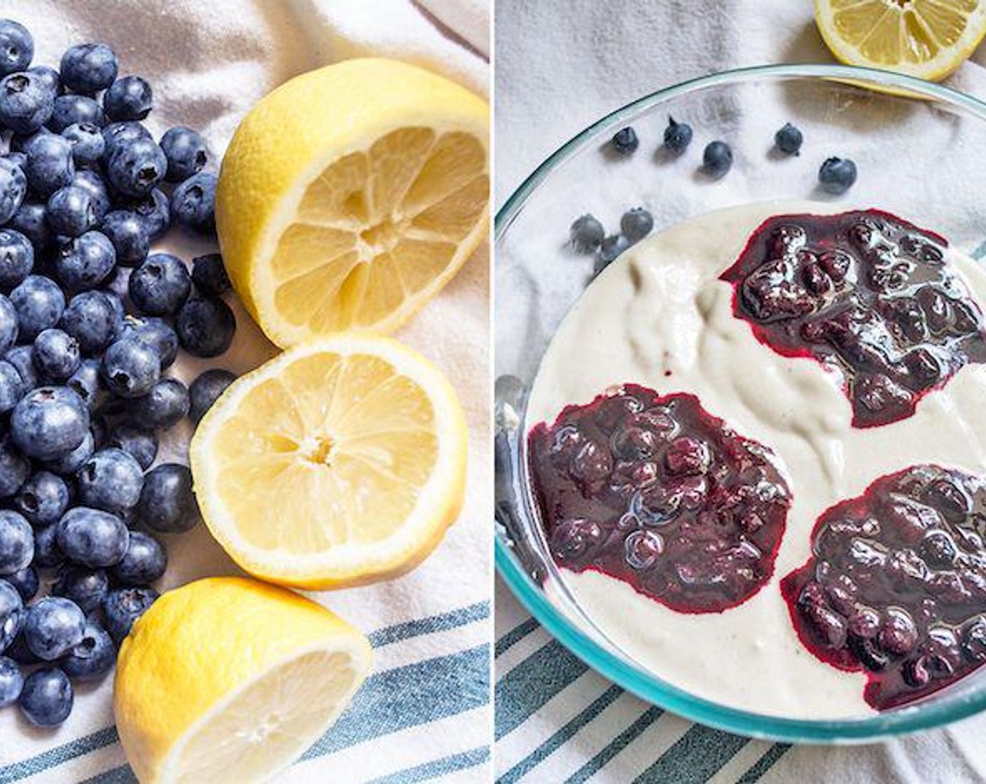 step 4 Pour half frozen yogurt into freezer safe container then drop half cooled blueberry compote in large spoonfuls over ice cream. Top with remaining ice cream, then remaining blueberries.