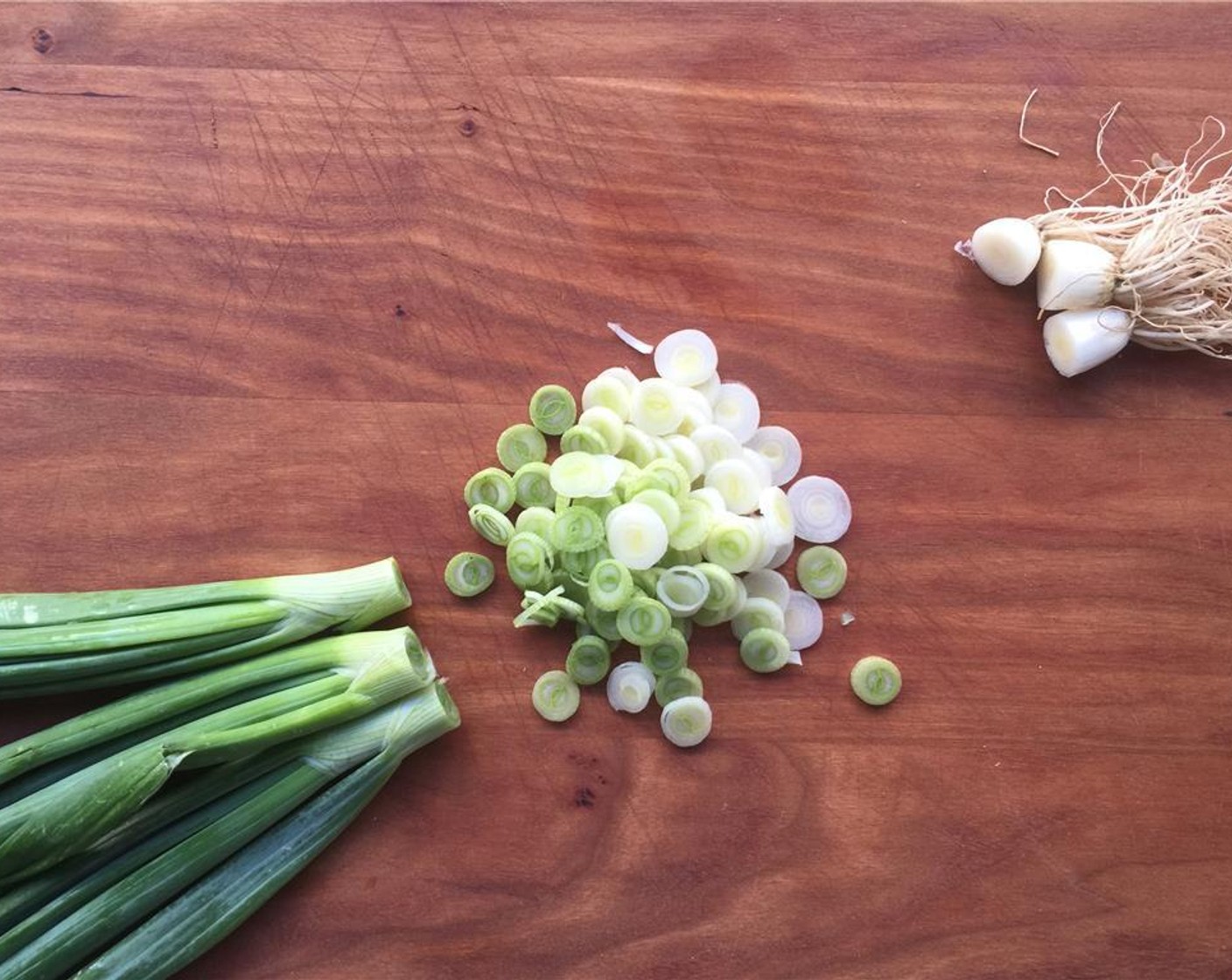 step 15 Thinly slice the white and light green part of the spring onions. Set aside.