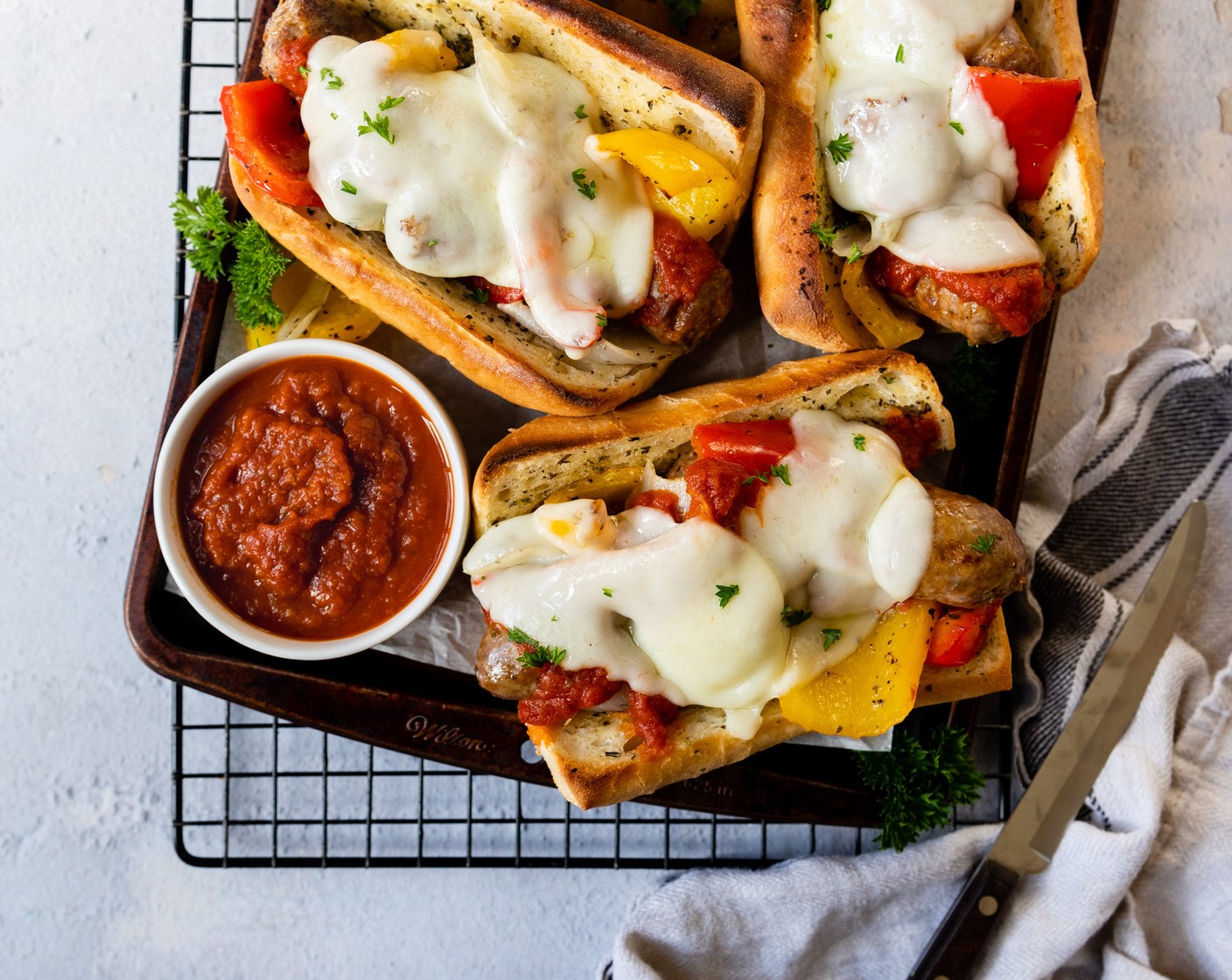 Sheet Pan Italian Sausage and Pepper Hoagies