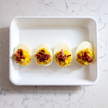 Bacon Swiss Deviled Eggs Recipe | SideChef