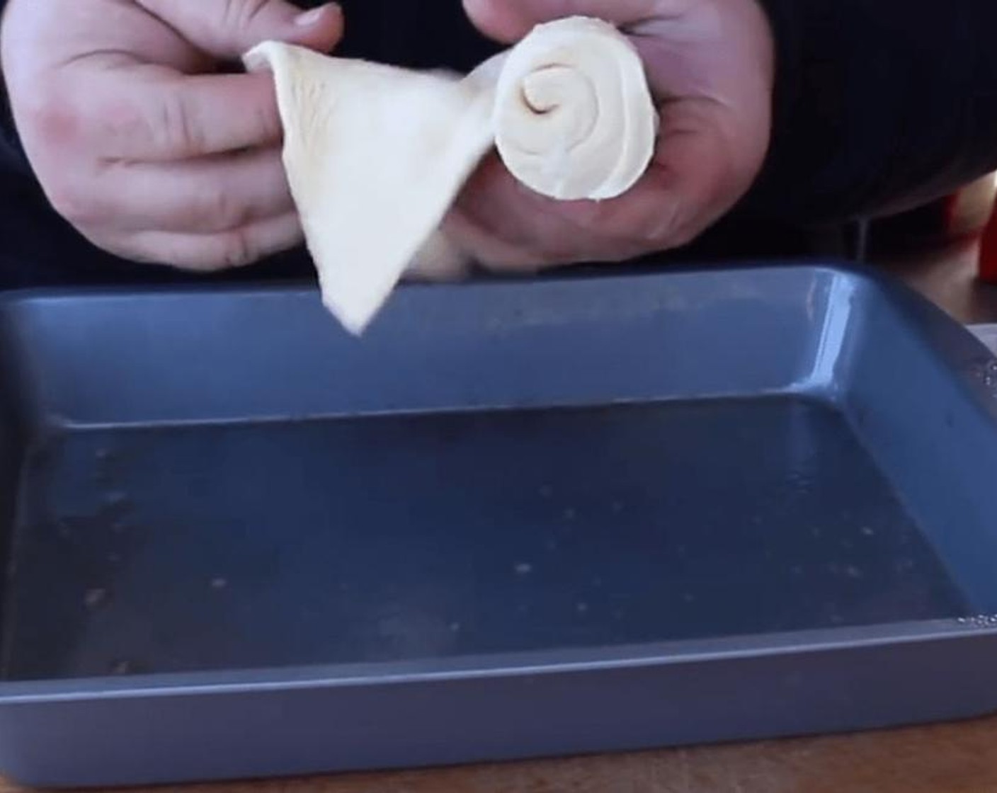 step 5 Spray 9X11 inch baking pan with cooking spray and spread Crescent Dough Sheet (1 pckg) in the bottom.