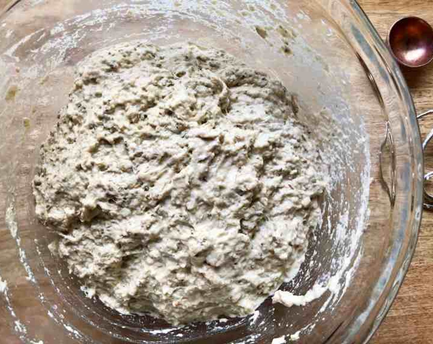 step 3 Add Rye Flour (1 cup) and All-Purpose Flour (5 1/2 cups) to the water mixture all at once, then use a spoon or dough whisk to mix until the flour is completely incorporated and you have a lumpy dough.