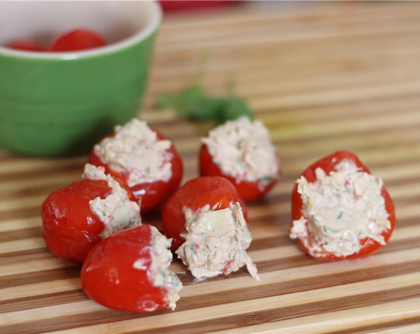 step 7 Stuff each peppadew with a spoonful of the goat cheese mixture.
