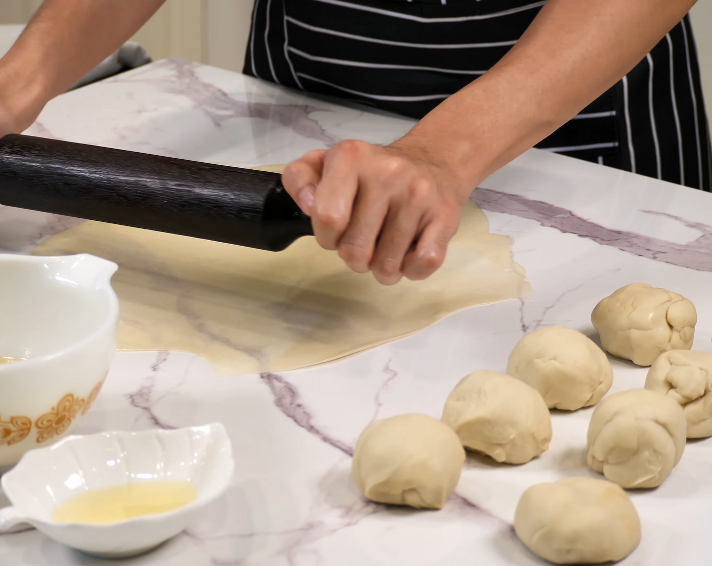 step 7 Roll out the dough as thinly as possible until you can almost see through it.