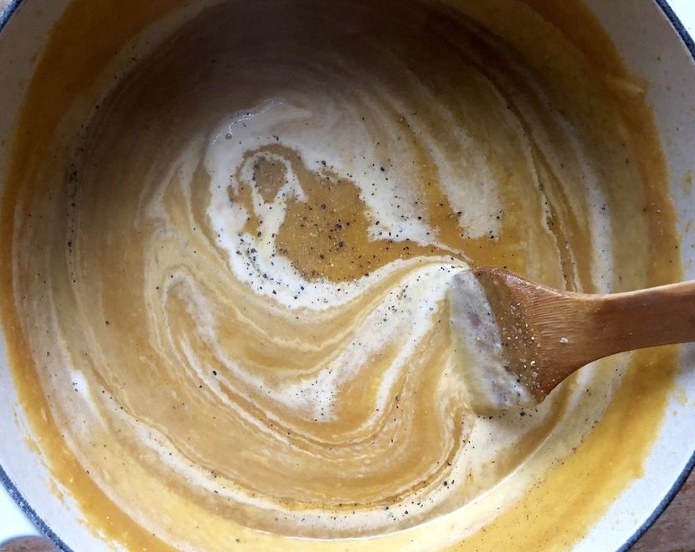step 9 Stir in the Heavy Cream (4 Tbsp) along with the Salt (to taste) and Ground Black Pepper (to taste). Heat through.
