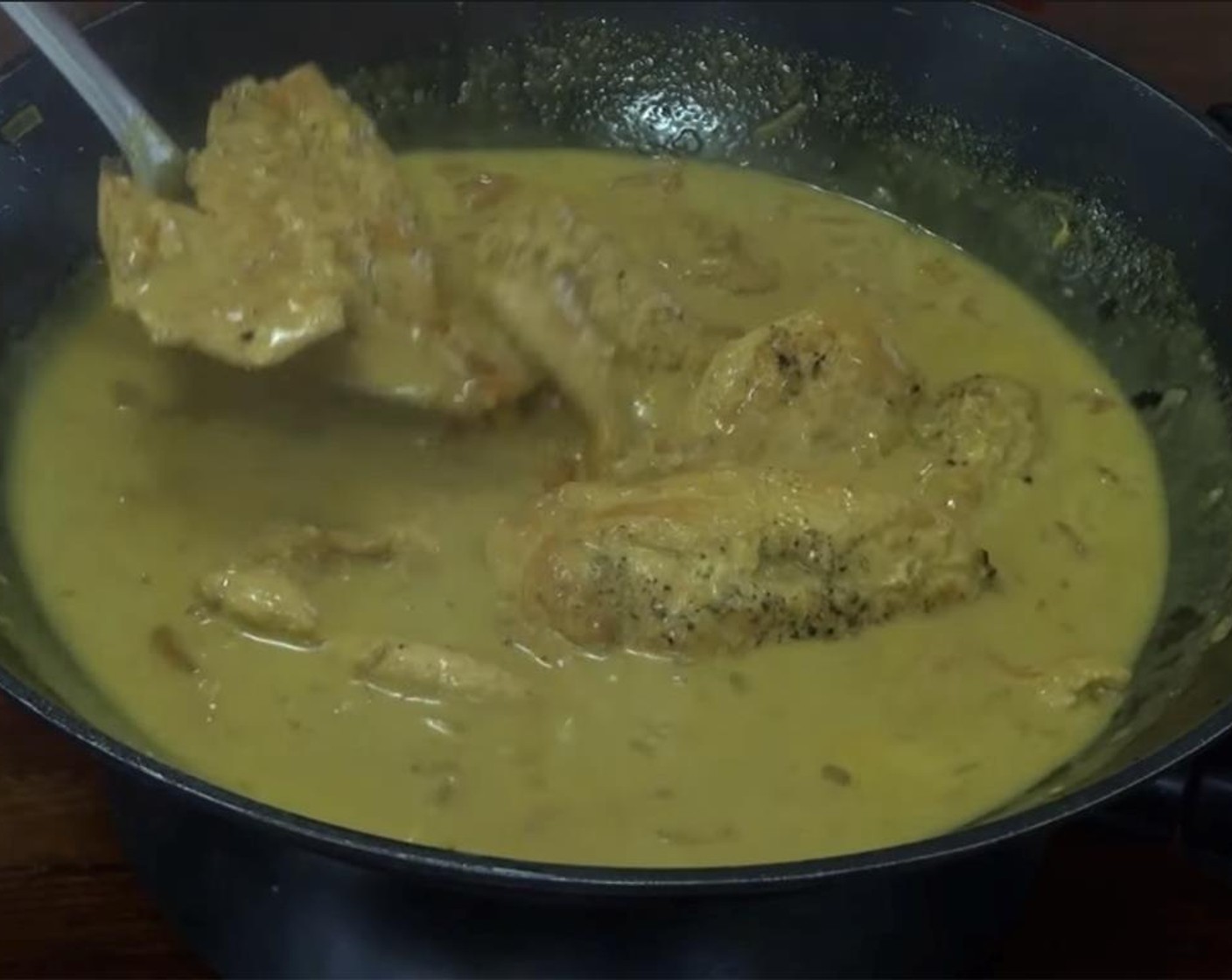 step 8 Return the chicken to the pan. Simmer for 15 to 20 minutes until the chicken is completely cooked through. Taste to check for Salt (to taste). Adjust if needed.