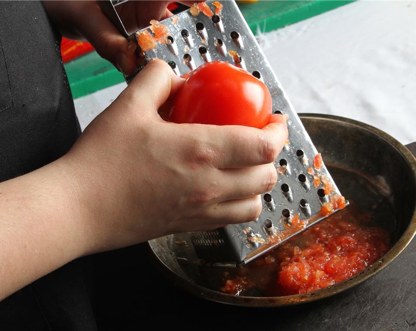 step 7 Grate the Tomatoes (1 2/3 cups) into a bowl.