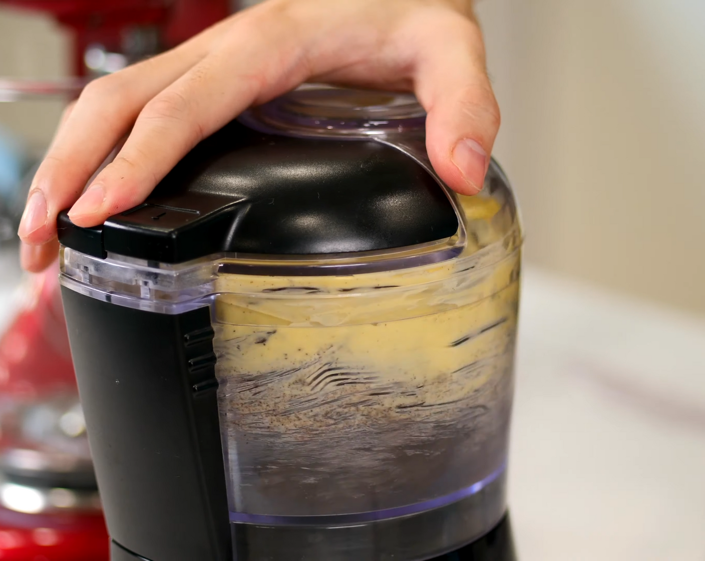 step 2 Blitz oreo cookies and Butter (3 Tbsp) in a food processor until it turns soft wet sand consistency. If you don't have a food processor, you may crush it with a rolling pin and a ziplock bag, then stir in melted butter.