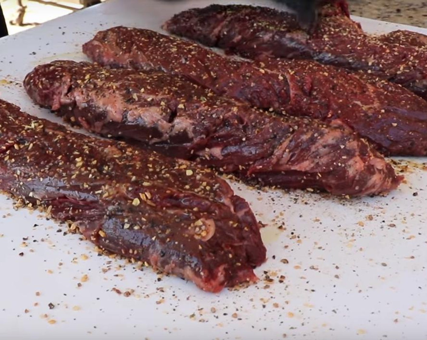 step 3 Coat each steak with Olive Oil (1/4 cup) reserving one tablespoon for the mushrooms. Sprinkle Steak Spice Rub (1/4 cup) over all sides and rest for 20 minutes before grilling.