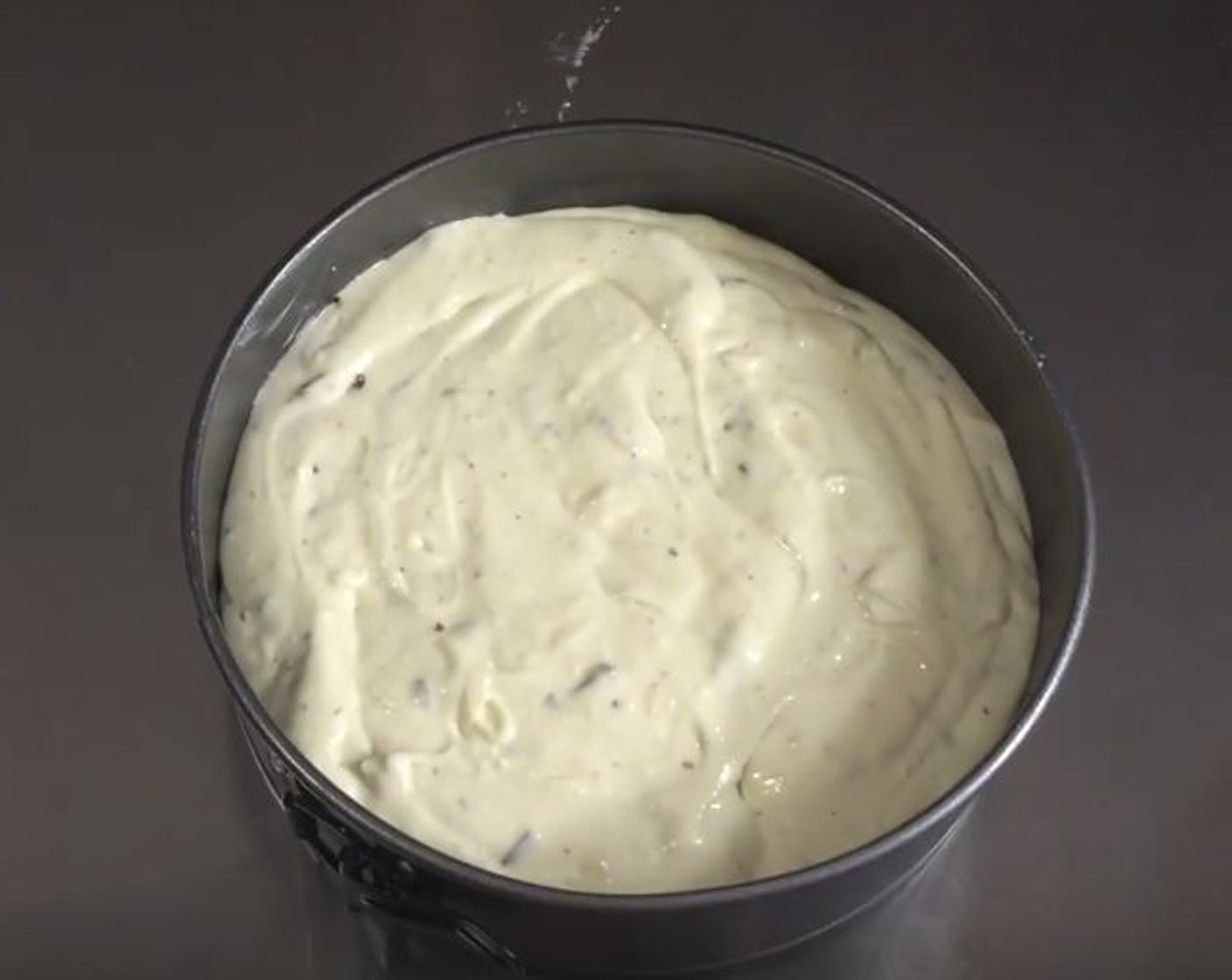 step 8 Pour the entire mixture onto your Pie Crust (1). Give the pan a gentle shake to even the mixture.